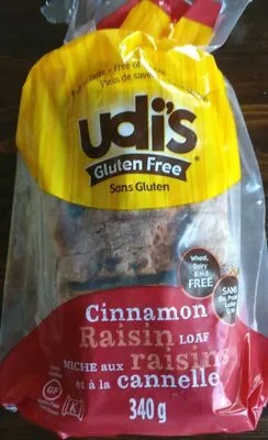 Udi's, gluten free soft & sweet cinnamon & raisin bread