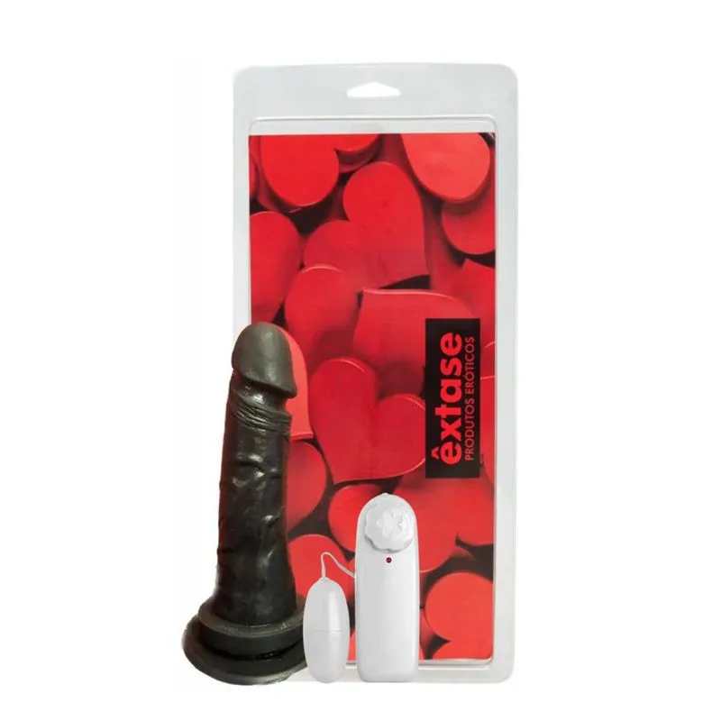 Prótese Realística com Glande, Ventosa e Vibrador Maciça 18 x 3,5cm Êxtase