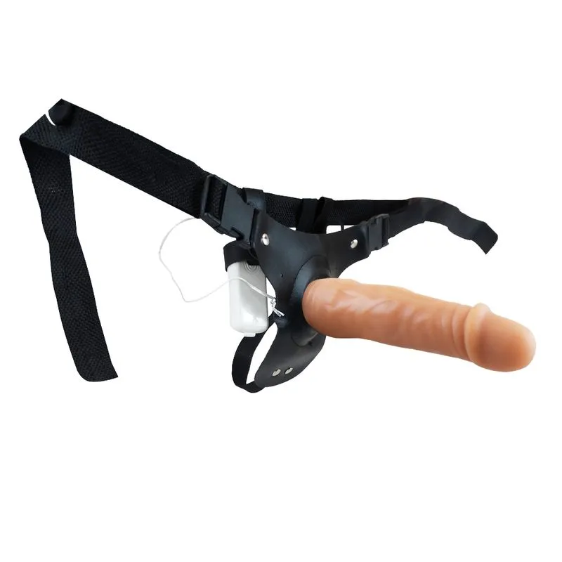 Cinta com Prótese Realística e Vibro 19,5x4,4 cm Linha Sado Êxtase Produtos Eróticos