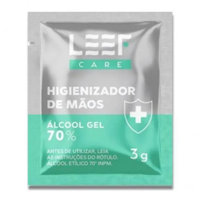 Álcool Gel Sachê 3 G Leef Care - Cx 500 Und