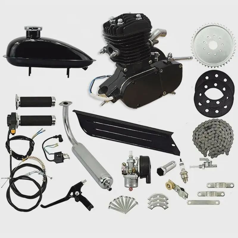 Super Kit Motor Bicicleta Motorizada Gasolina 80CC 2T Completo Preto Importway Barato
