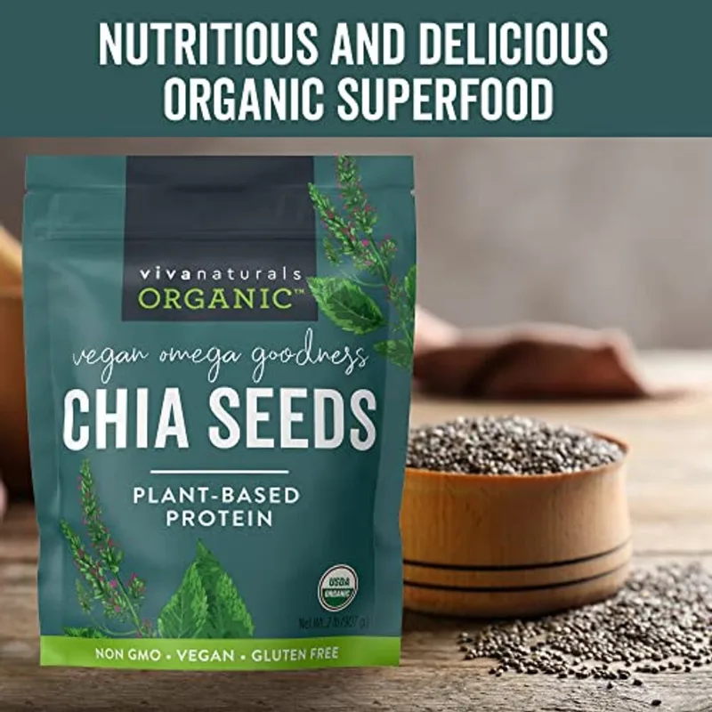 Sementes De Chia Orgânicas - Ômegas 3 E Proteína Vegana, Perfeita Para Smoothies, Saladas E Pudins De Chia, Certificada Não-ogm E Usda O