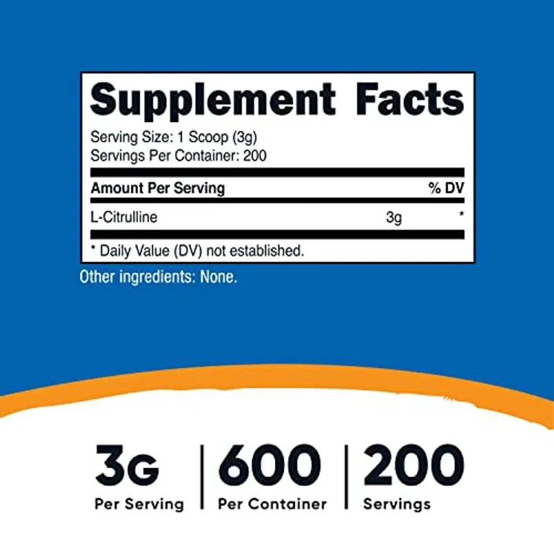 Nutricost Puro L-citrulline (base) Pó (600 Gramas)