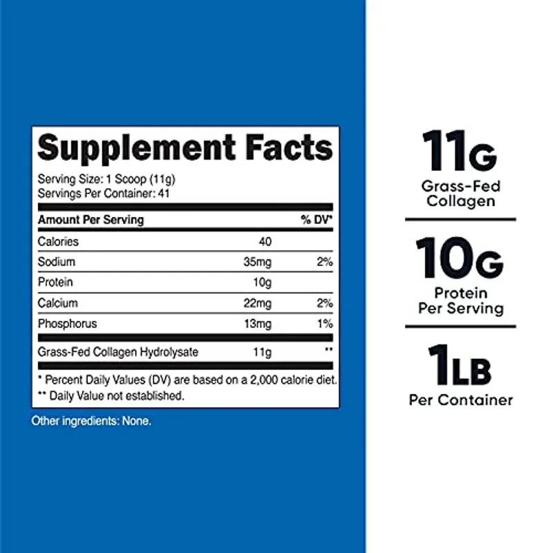 Nutricost Grass-fed Colágeno Pó 1lb (454 G) - Linlysato De Colágeno Bovino Alimentado De Grama (não Prolevored) - Peptídeos De Colágeno