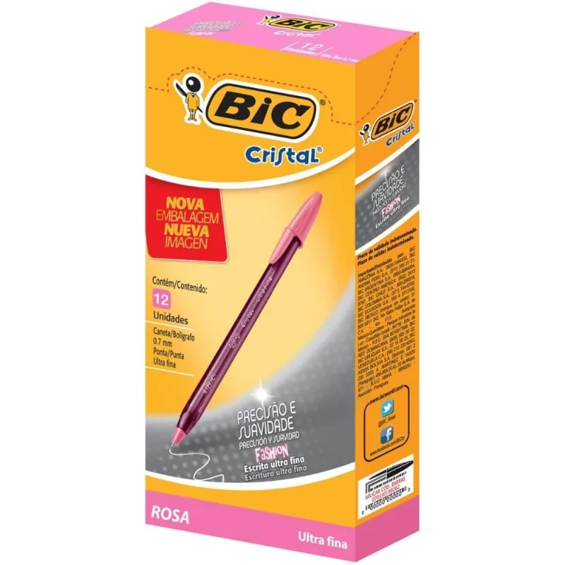 Caneta Esferografica Cristal Ultrafine Fashion Rosa