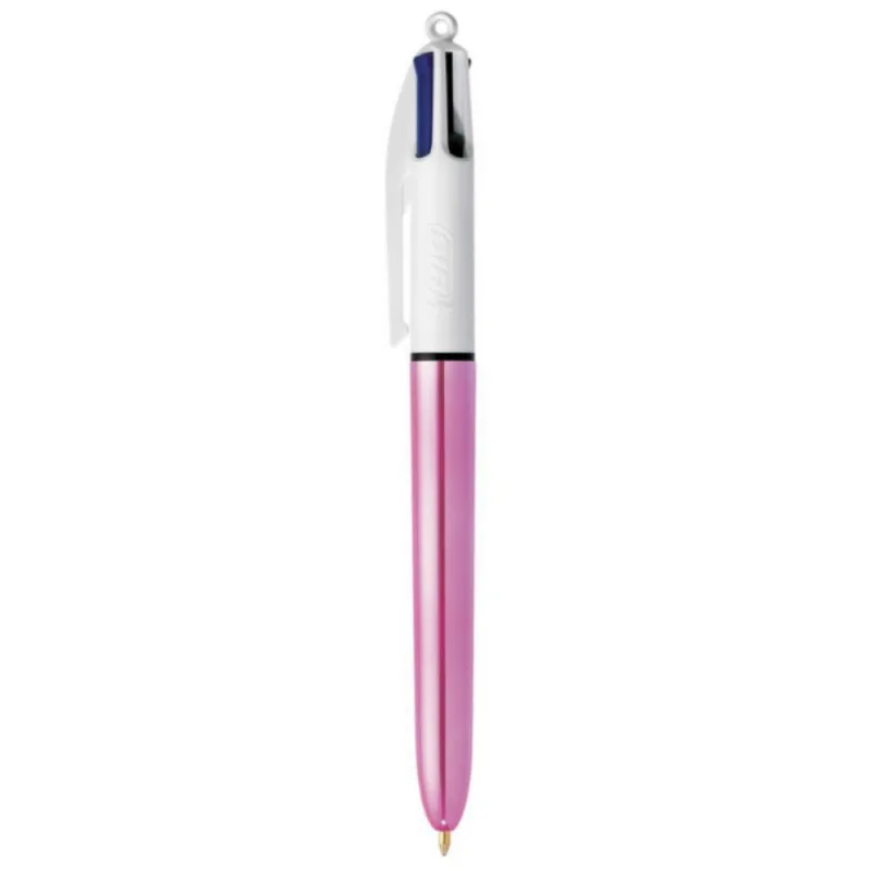Caneta Metalíca 4 Cores Corpo Rosa - Bic