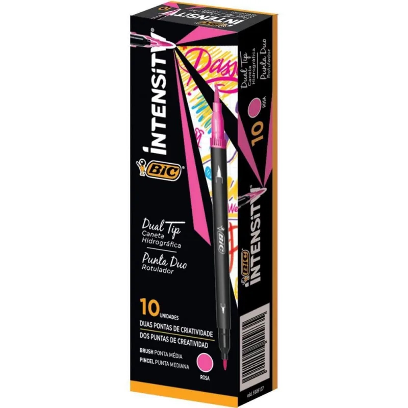 Caneta com Ponta Porosa Intesity 2 Pontas Rosa