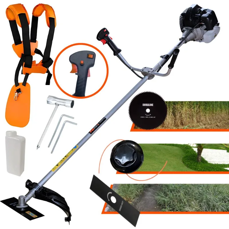 Roçadeira Aparador De Grama À Gasolina Anmax Cg430b 43cc 1,7hp De Potência 3 Em 1 Com Carretel De Nylon + Lâmina 2 Pontas + Lâmina 80 Dentes