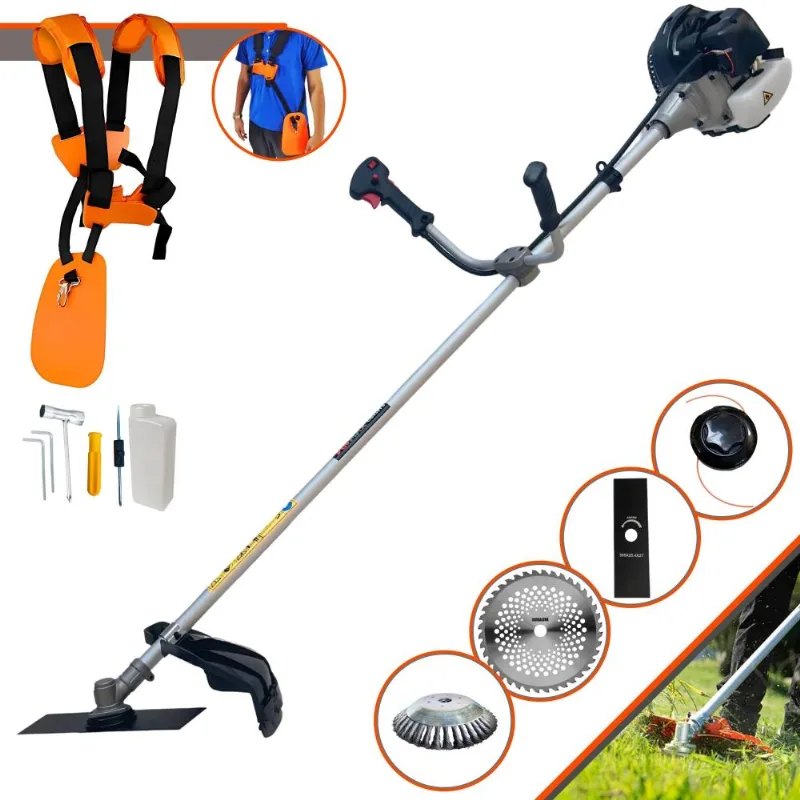 Máquina De Cortar Grama Anmax Cg430-b 43cc 1,7hp Roçadeira Completa Com Lâmina 2 Pontas, Lâmina 40 Dentes + Carretel Nylon + Escova De Aço 38 Cerdas