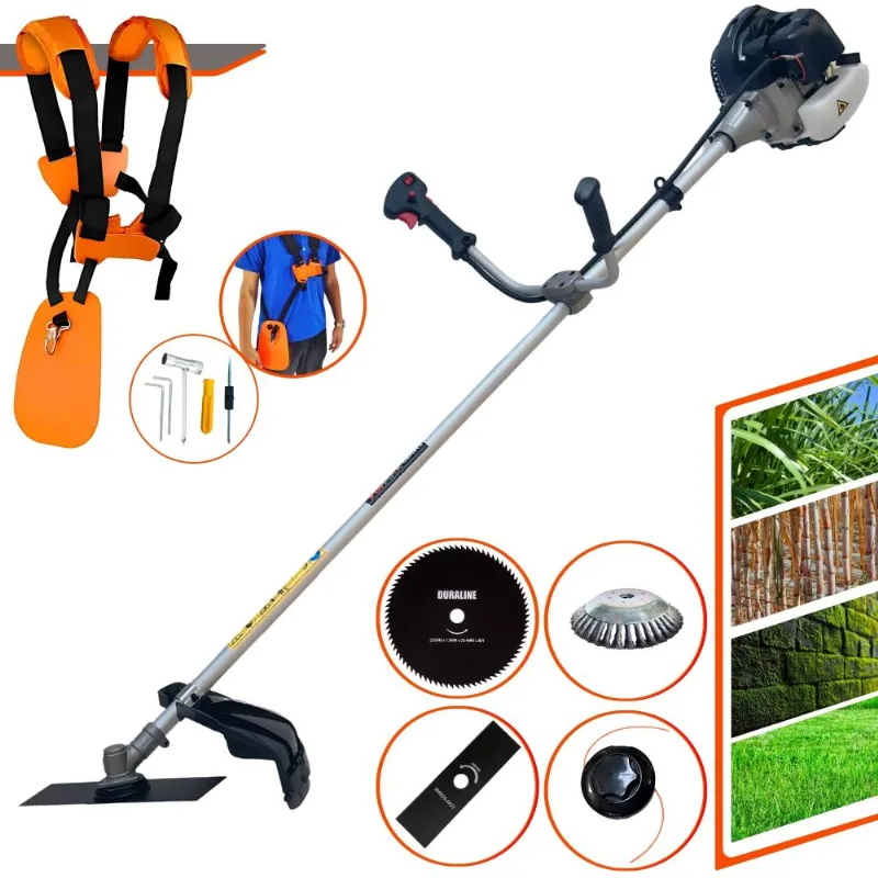 Roçadeira Profissional Completa À Gasolina Anmax Cg430b 2t 43cc 1,7hp 12.000rpm C/ Lâmina 2 Pontas + Lâmina 80 Dentes + Disco Escova De Aço + Carretel