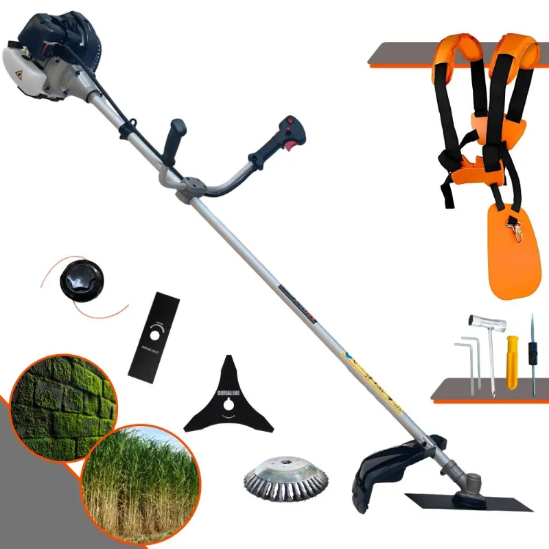 Roçadeira À Gasolina Anmax Cg430-b 43cc 1,7hp Alta Performance Com 4 Opções De Corte Com Carretel + Faca 2 Pontas + Faca 3 Pontas + Escova De Aço