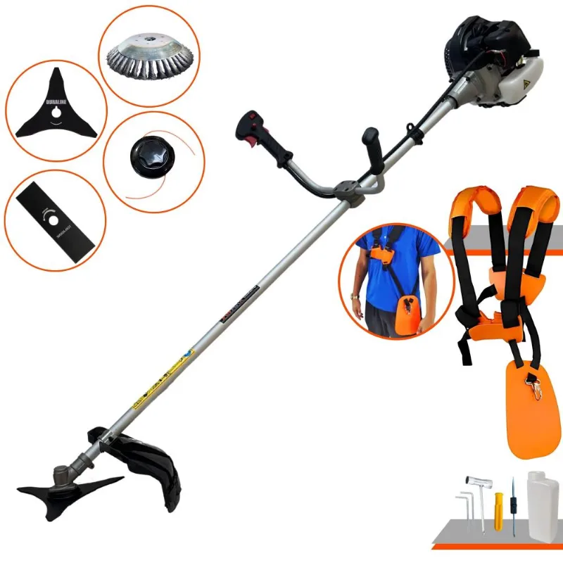 Roçadeira Máquina De Corta Grama À Gasolina Anmax Cg430b 2t 43cc 1,7hp 12.000rpm C/ Lâmina 2 Pontas + Lâmina 3 Pontas + Disco Escova De Aço + Carretel