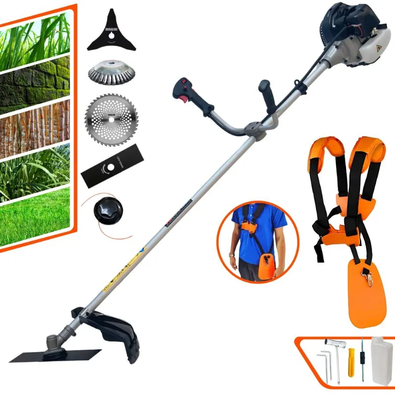 Roçadeira Anmax Cg430b À Gasolina 43cc 1,7hp 12.000rpm Multifuncional Com Carretel + Faca 2 Pontas E 3 Pontas + Faca 40 Dentes + Escova Rotativa