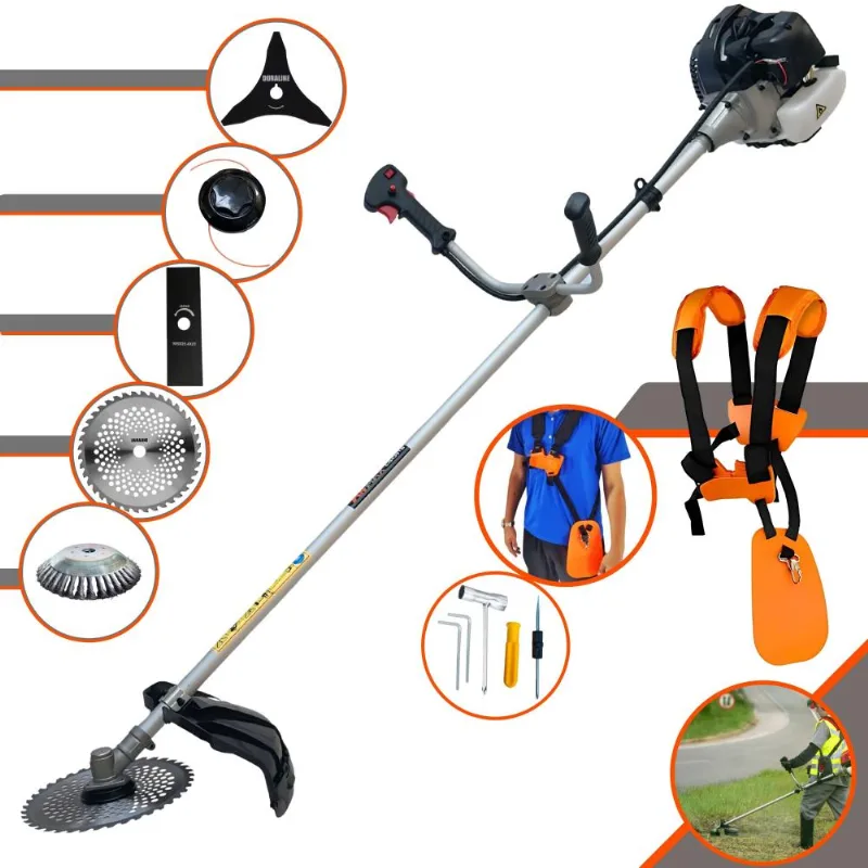 Roçadeira Profissional Anmax Cg430b À Gasolina 2t 43cc 1,7hp 12.000rpm + Extra Faca 3 Pontas, Faca 40 Dentes De Vídea E Escova De Aço 38 Cerdas