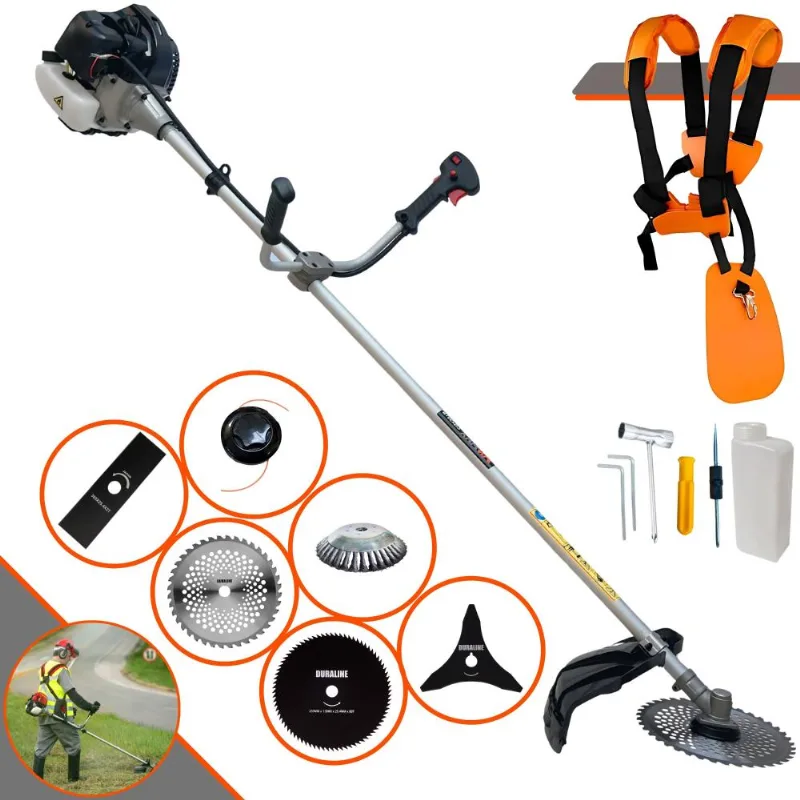 Roçadeira Profissional Anmax Cg430b À Gasolina 43cc 1,7hp 12.000rpm Com Carretel E Faca 2 Pontas + Kit De 3 Facas Extras + Escova De Aço Rotativa