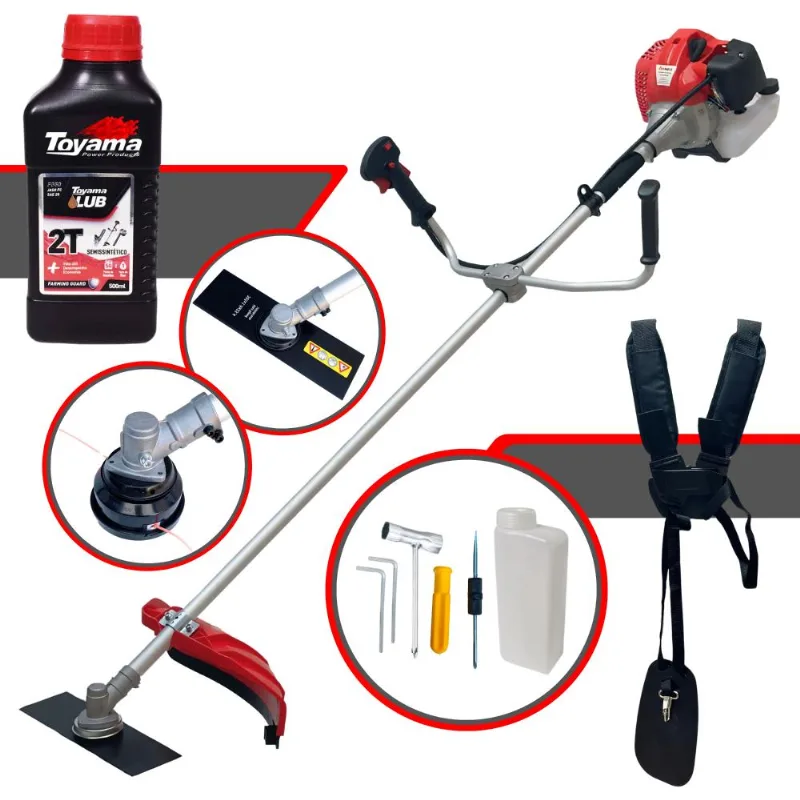 Cortador De Grama À Gasolina Cg430-p Tb 43cc 2hp De Potência 9.000rpm Roçadeira Profissional Com Lâmina 2 Pontas E Carretel De Nylon + Óleo Toyama 2t