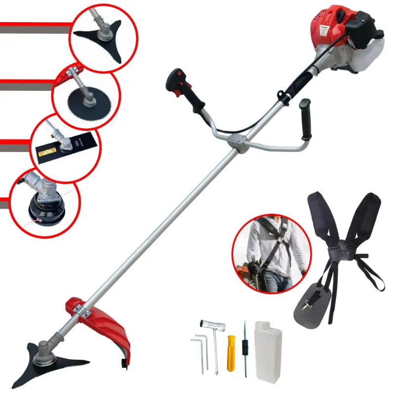 Roçadeira Profissional Anmax Cg430p-tb À Gasolina 43cc 2hp 9.000rpm Com 4 Opções De Corte Faca Pontas, Faca 3 Pontas, Faca 80 Dentes E Carretel Nylon