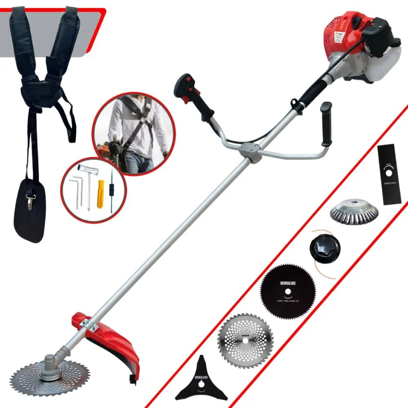 Roçadeira Aparador De Grama Anmax Cg430p-tb À Gasolina 43cc 2hp 9.000rpm Com Carretel + Kit 4 Lâminas De Cortes + Escova De Aço Para Pavers E Calçadas