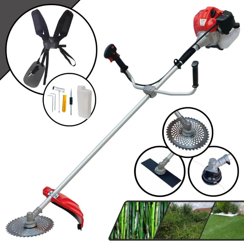 Roçadeira à Gasolina Anmax CG520P tb 52cc 2,2HP 10.000rpm 2T Profissional de Alta Performance Completa 3 Em 1 Com Carretel de Nylon + Lâmina Facão 2 Pontas + Lâmina Extra 40 Dentes Vídea