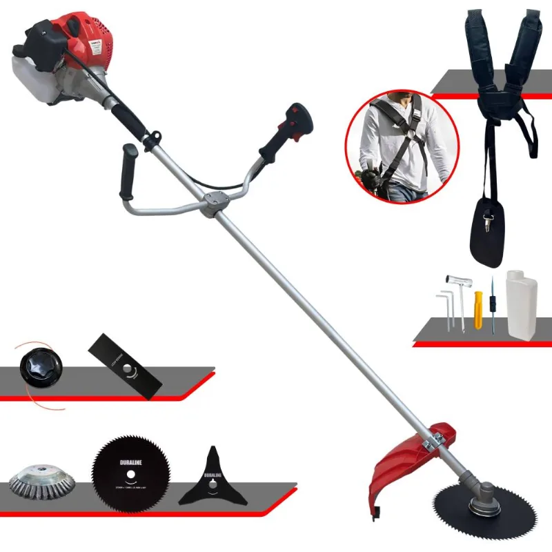 Roçadeira À Gasolina Anmax Cg520p 2t 52cc 10.000rpm 2,2hp Completa 5 Opções De Corte Com Facas 2 Pontas, 3 Pontas, 80 Dentes, Escova De Aço E Carretel