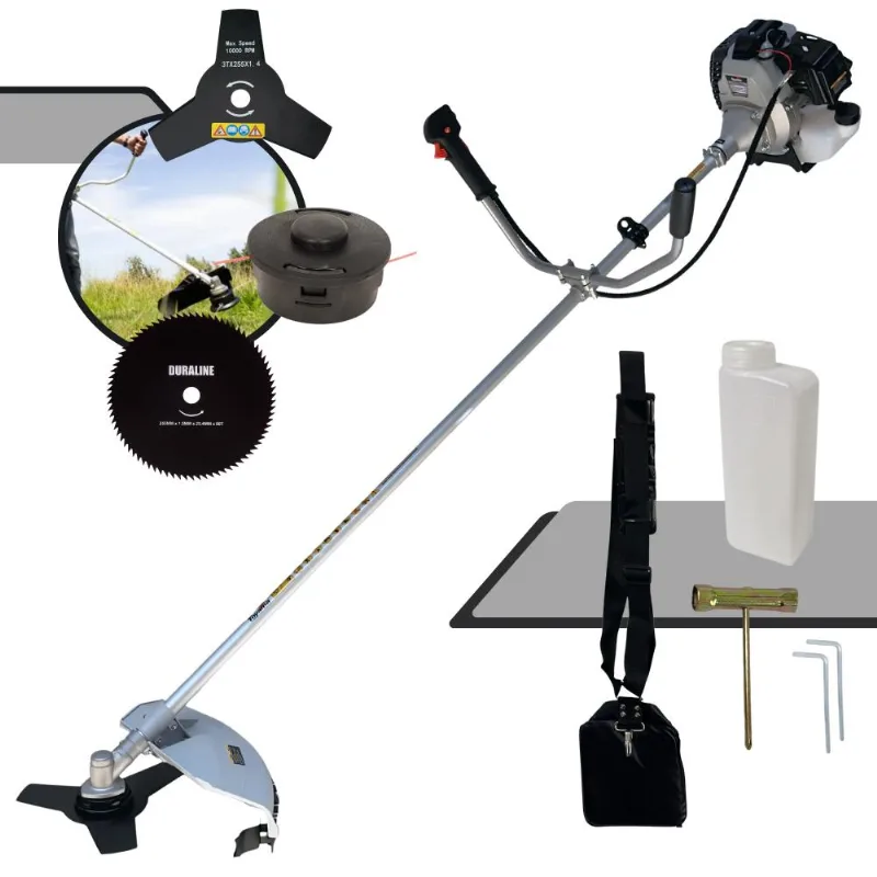 Roçadeira Com Sistema Anti-vibração Toyama Tbc43h À Gasolina 43cc 1,7hp De Potência 12.000rpm + Lâmina 3 Pontas + Lâmina 80 Dentes + Carretel De Nylon