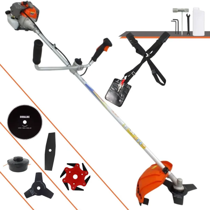Roçadeira Vulcan Vr330p À Gasolina 33cc 1,2hp C/ Guidão Antivibração Carretel + Lâmina 2 Pontas + Lâmina 3 Pontas + Lâmina 6 Pontas + Lâmina 80 Dentes