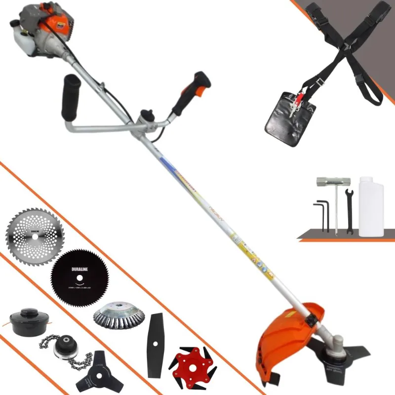 Máquina De Corta Grama Multifuncional Vulcan Vr330p À Gasolina 2t 33cc 1,2hp 10.000rpm Profissional Completa Com Carretel De Nylon + 7 Opções De Corte