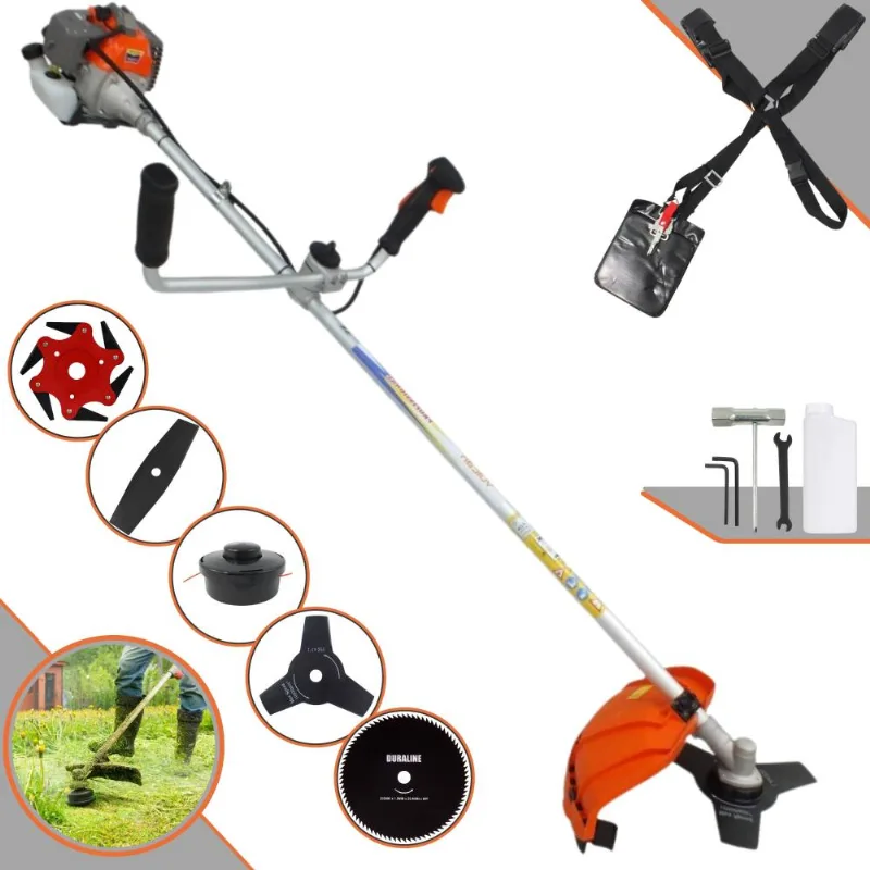 Roçadeira Vulcan Vr330-p À Gasolina 2 Tempos 33cc 1,2hp Com Carretel De Nylon + Lâmina 2 Pontas + Lâmina 3 Pontas + Lâmina 6 Pontas + Lâmina 80 Dentes