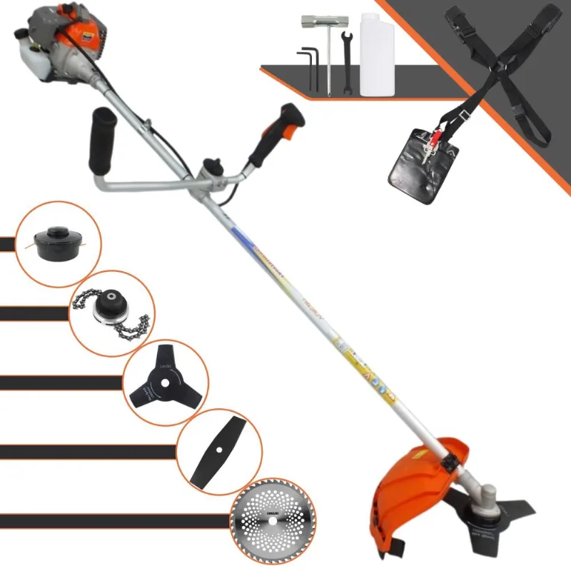 Podador De Grama À Gasolina Vulcan Vr330-p 33cc 1,2hp 10.000rpm Completa Com Carretel + Faca 2 Pontas + Faca 3 Pontas + Faca 40 Dentes Vídea + Trimmer