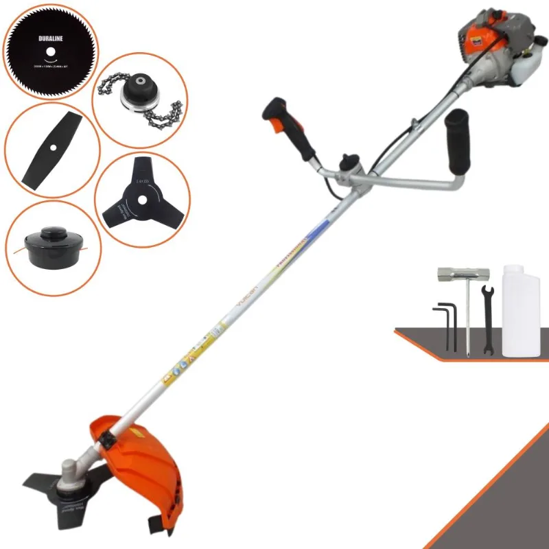 Roçadeira Vulcan Vr330p 33cc 1,2hp 10.000rpm Com Guidão Anti-vibração Carretel Nylon + Lâmina 2 Pontas + Lâmina 3 Pontas + Lâmina 80 Dentes + Trimmer