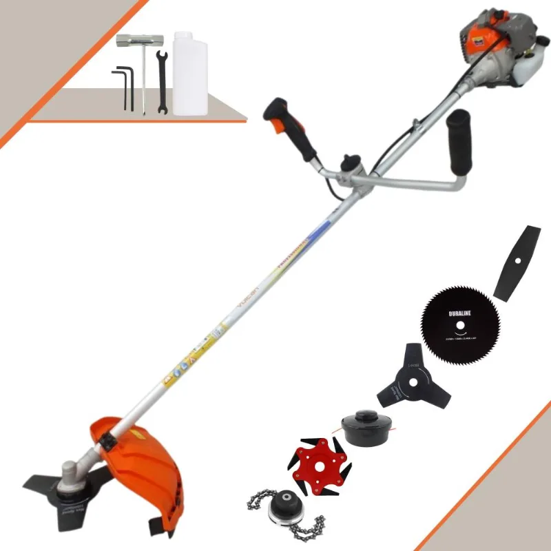 Roçadeira À Gasolina Vulcan Vr330p 33cc 2t 1,2hp 6 Em 1 Com Carretel Nylon + Faca 2 Pontas + Faca 3 Pontas + Faca 6 Pontas + Faca 80 Dentes + Trimmer