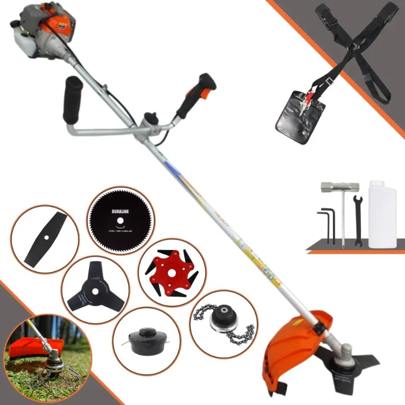 Roçadeira Vulcan Vr330p 33cc 1,2hp Com Guidão Anti-vibração Faca 2 Pontas + Faca 3 Pontas + Faca 6 Pontas + Faca 80 Dentes + Carretel Nylon + Trimmer