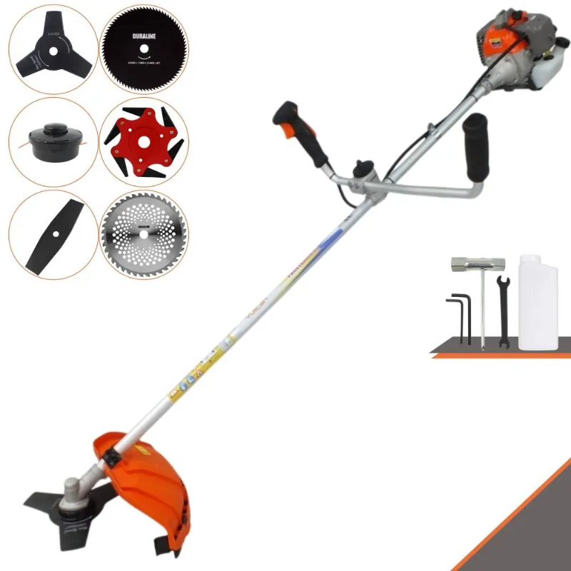 Roçadeira Vulcan Vr330p À Gasolina 33cc 1,2hp 6 Em 1 Com Carretel, Faca 2 Pontas + Faca 3 Pontas + Faca 6 Pontas + Faca 40 Dentes + Faca 80 Dentes