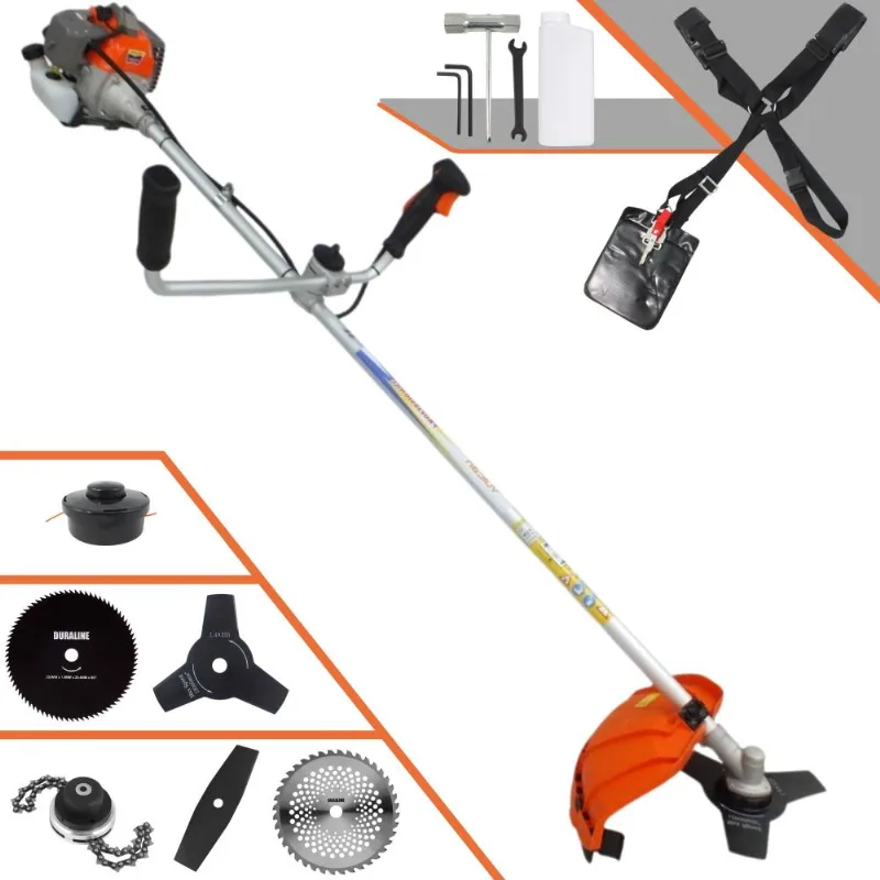 Roçadeira Vulcan Vr330p 33cc 1,2hp 6 Em 1 Com Guidão Antivibração Carretel + Faca 2 Pontas + Faca 3 Pontas + Faca 40 Dentes + Faca 80 Dentes + Trimmer