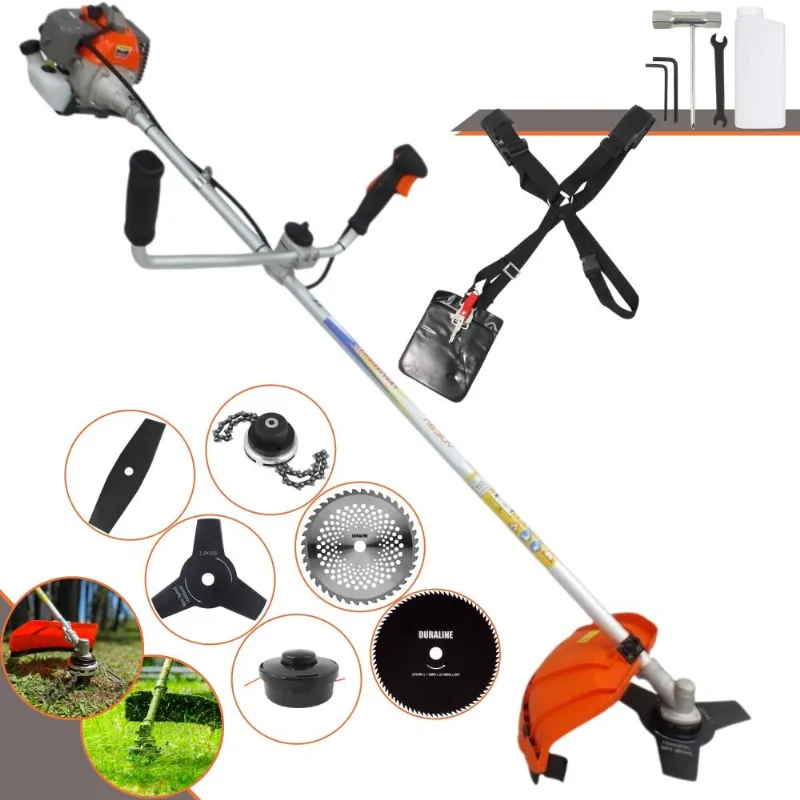 Aparador De Grama Vulcan Vr330p À Gasolina 33cc 1,2hp 10.000rpm Com Carretel Nylon + Faca 2 Pontas + 3 Pontas + 40 Dentes Vídea + 80 Dentes + Trimmer