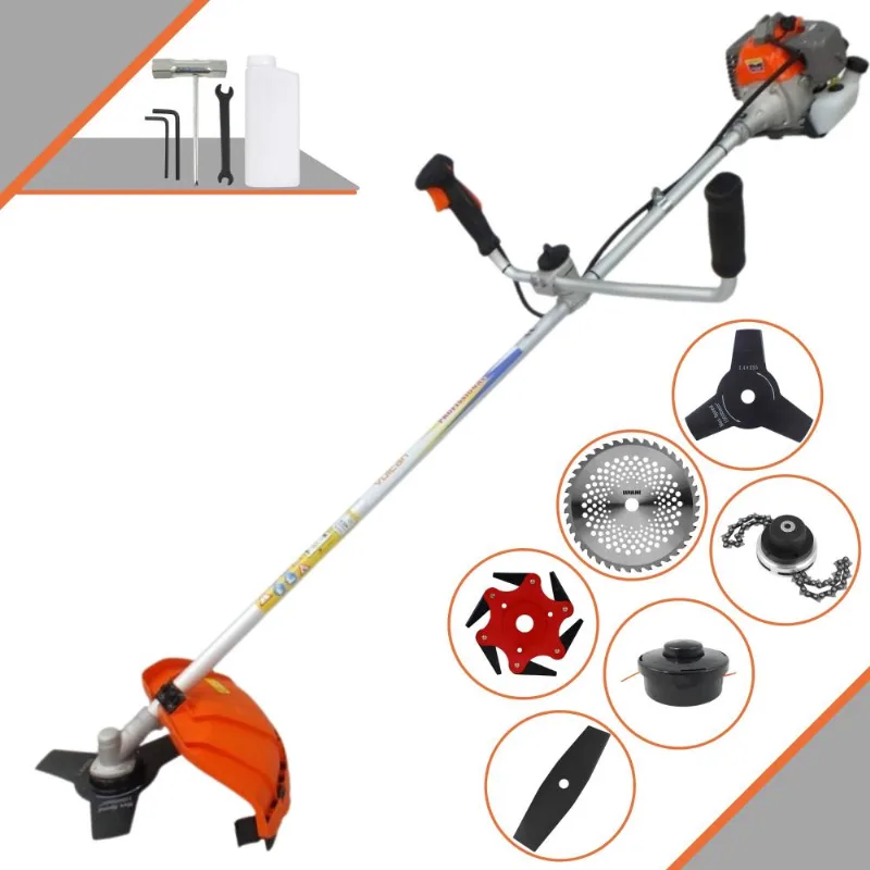 Roçadeira Vulcan Vr330p À Gasolina 2t 1,2hp 33cc Com Carretel Nylon + Lâmina 2 Pontas + Lâmina 3 Pontas + Lâmina 6 Pontas + Lâmina 40 Dentes + Trimmer