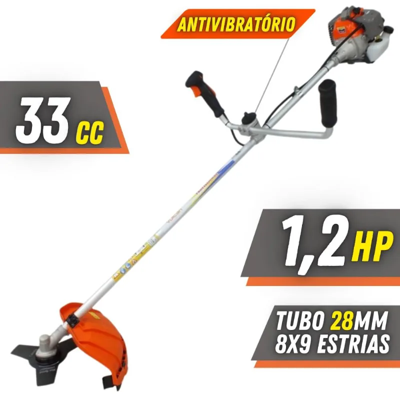 Roçadeira Vulcan Vr330p 33cc 1,2hp Com Carretel + Facas 2 Pontas, 3 Pontas, 6 Pontas, 40 Dentes, 80 Dentes, Trimmer, Escova De Aço + Óleo Stihl 2t