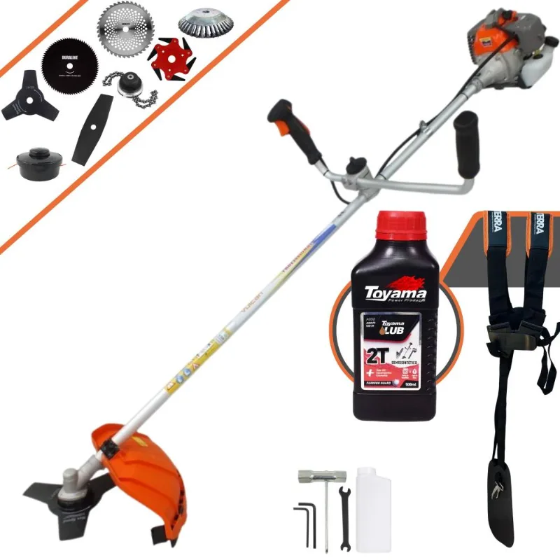 Roçadeira Completa À Gasolina Vulcan Vr330p 33cc 1,2hp Ideal Para Todos Os Tipos De Trabalhos Com Guidão Antivibração 8 Opções De Cortes + Óleo Toyama