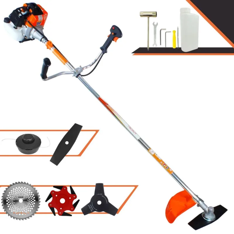 Roçadeira Completa Vulcan Vr430s À Gasolina 43cc Cortador De Grama Para Todos Os Tipos De Trabalho Com Carretel De Nylon + Kit De 4 Lâminas De Cortes