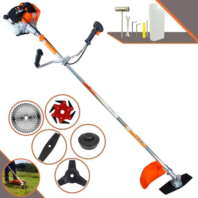 Roçadeira Vulcan Vr430-s À Gasolina 43cc 1,7hp De Potência 10000rpm C/ Carretel + Faca 2 Pontas + Faca 3 Pontas + Faca 6 Pontas + Faca 40 Dentes Vídea