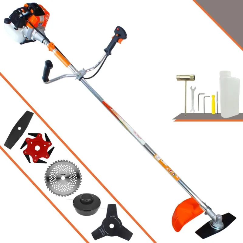 Roçadeira Vulcan Vr430-s À Gasolina 2 Tempos 43cc 1,7hp 10.000rpm Profissional E De Alta Performance Com Carretel De Nylon E Kit 4 Lâminas De Cortes