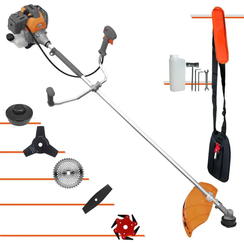 Máquina De Cortar Grama À Gasolina Tekna Rl520-p 2t 52cc 2hp 10.000rpm Roçadeira Profissional Completa Multifuncional Com 5 Opções De Cortes