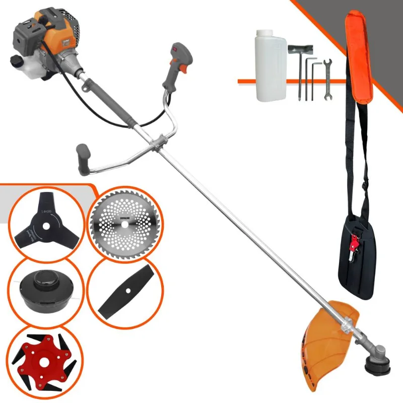 Roçadeira À Gasolina Tekna Rl520p 52cc 2hp 10.000rpm Com Carretel + Lâmina 2 Pontas + Lâmina 3 Pontas + Lâmina 6 Pontas + Disco 40 Dentes Vídea