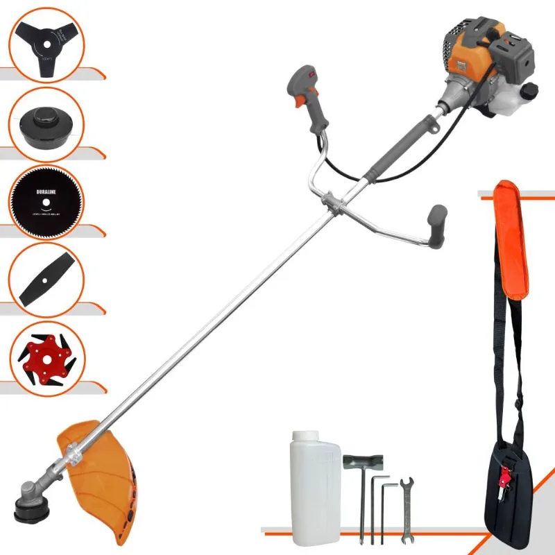 Roçadeira Multifuncional Lateral Tekna Rl520p À Gasolina 2hp 52cc 10.000rpm + Kit Extra De Lâmina 3 Pontas, Lâmina 6 Pontas E Lâmina 80 Dentes