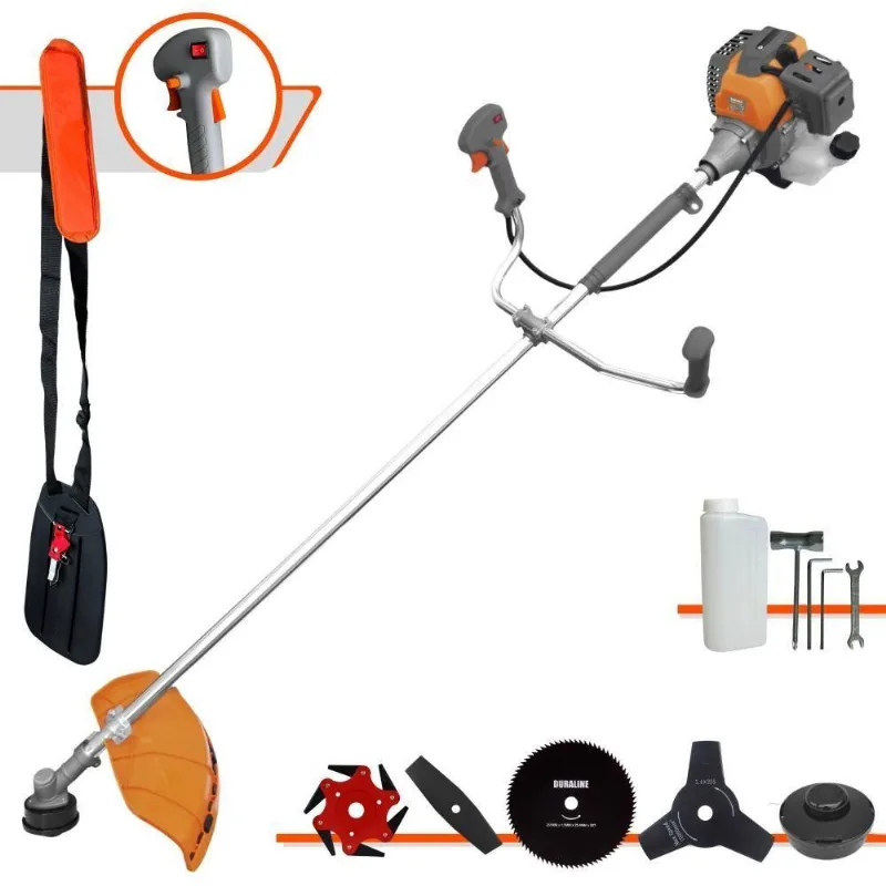 Roçadeira Lateral RL520P Plus com Motor 52cc + Facas 2P 6P 80D e Carretel de Nylon Tekna