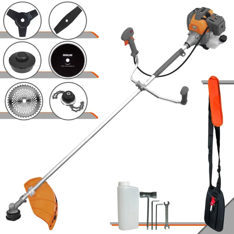 Roçadeira À Gasolina Tekna Rl520p 52cc 2t 2hp Com 6 Opções De Corte Com Carretel + Facas 2 Pontas + 3 Pontas + 40 Dentes + 80 Dentes + Trimmer