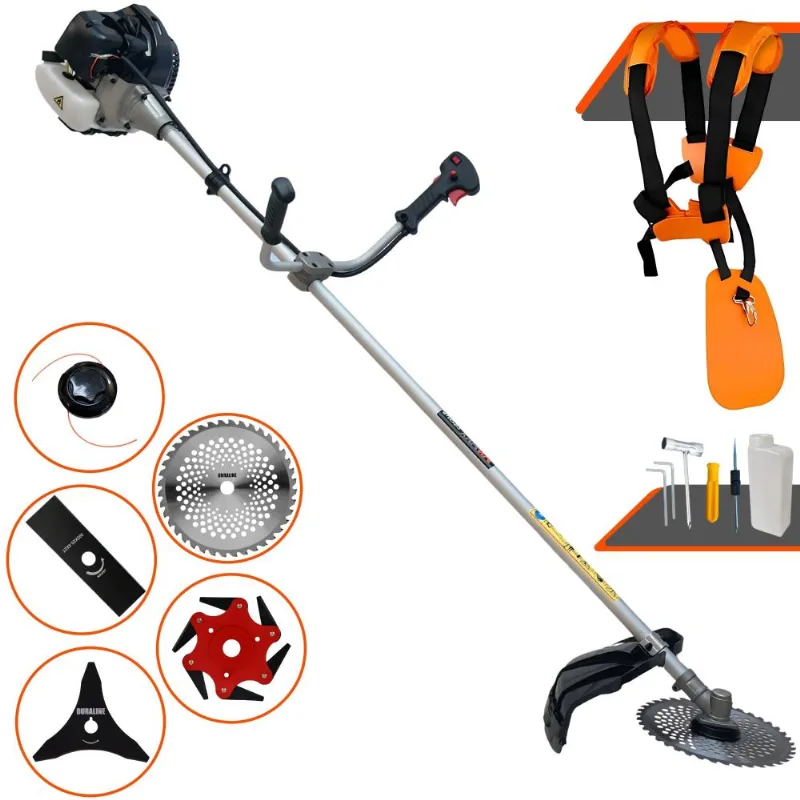 Máquina De Cortar Grama À Gasolina Anmax Cg430b 2t 43cc 1,7hp 12.000rpm Roçadeira Profissional Completa Multifuncional Com 5 Opções De Cortes