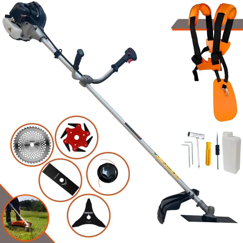 Aparador De Grama À Gasolina Anmax Cg430b Motor 2t 43cc 1,7hp De Potência 12.000rpm Roçadeira Completa Com Carretel De Nylon E Kit 4 Lâminas De Corte