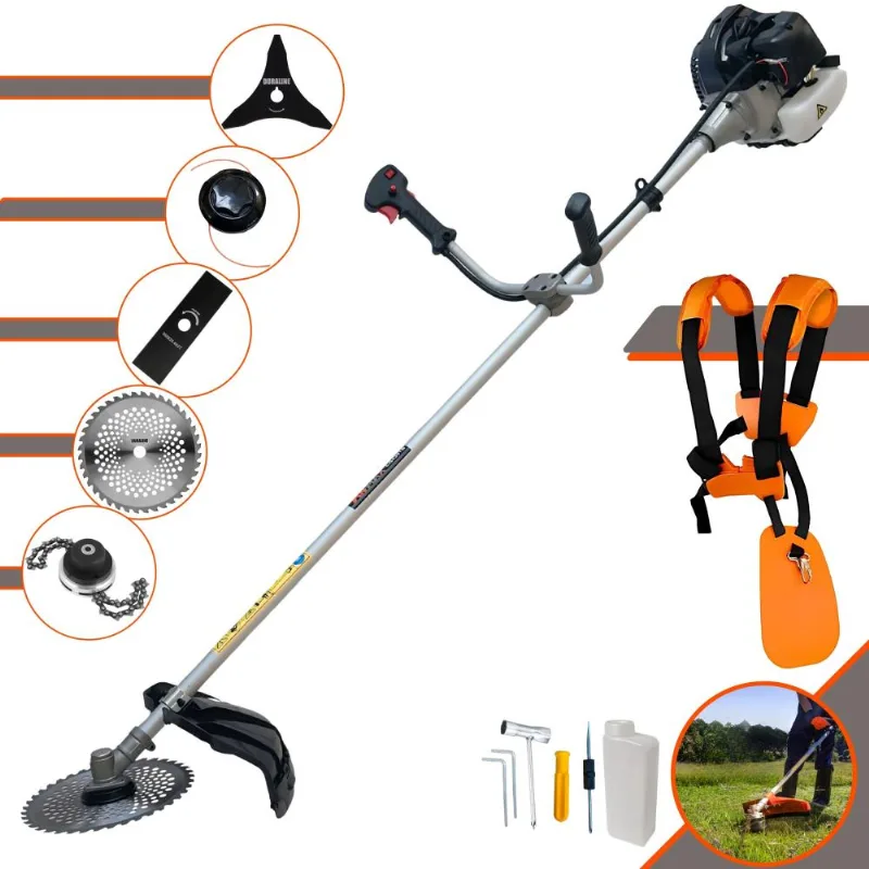 Roçadeira Robusta Anmax Cg430b À Gasolina 2t 43cc 1,7hp 5 Em 1 Com Carretel E Lâmina 2 Pontas + Extra Lâmina 3 Pontas + Lâmina 40 Dentes + Trimmer