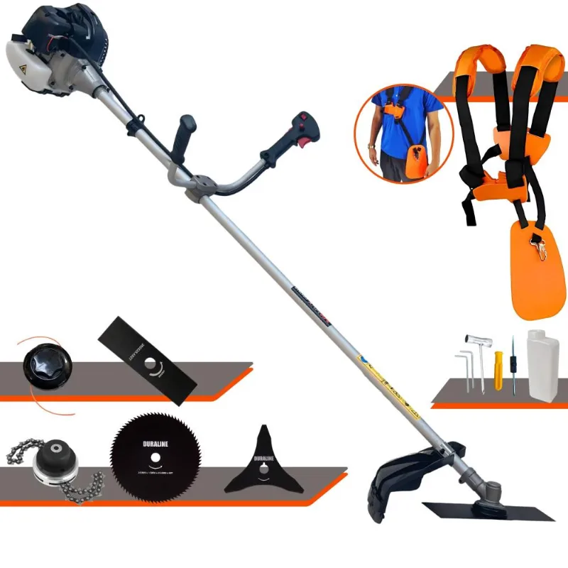 Roçadeira Robusta Profissional À Gasolina Anmax Cg430b 2t 43cc 1,7hp + Lâmina 2 Pontas + Lâmina 3 Pontas + Lâmina 80 Dentes + Carretel + Trimmer